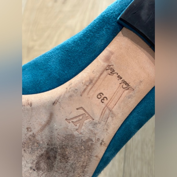 Louis Vuitton suede blue turquoise flats with anchor embellishments size 39 - Picture 5 of 14